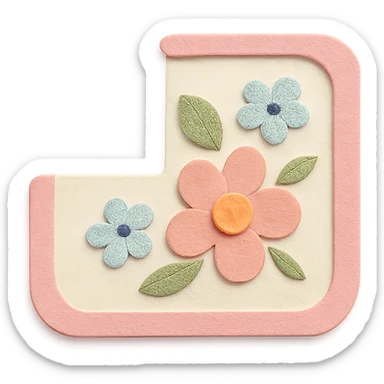 soft pastel gentle corner sticker with floral pattern, pink border sticker