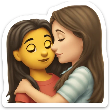 Winnie the Pooh kissing pretty brunette girl on the cheek sticker