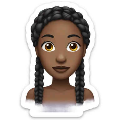 black woman with black braids and lashes sticker