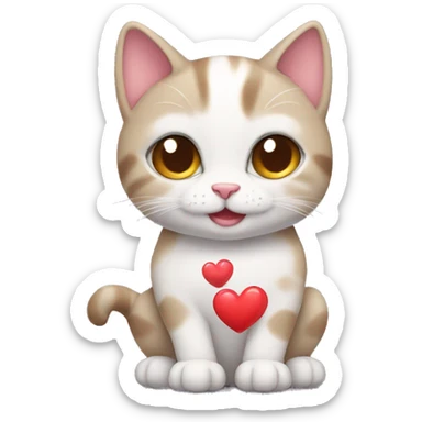 Cute cat with heart in paws  sticker