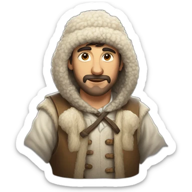 draw a Lezgin in national clothes with a sheep's hat sticker