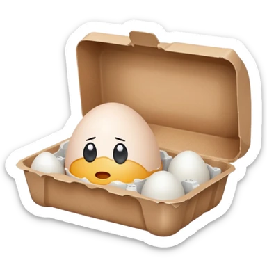 make a egg carton with only one egg inside to represent isolation. make the egg have a sad expression like a sad face with tears to communicate his worry sticker