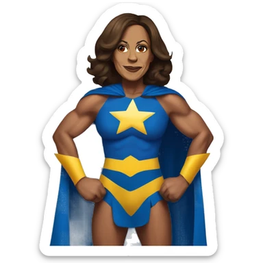 kamala harris superhero big muscles cape sticker