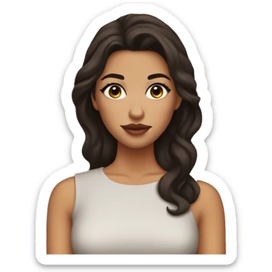 Girl with dark brown hair, brown eyes with big lashes , and big lips sticker