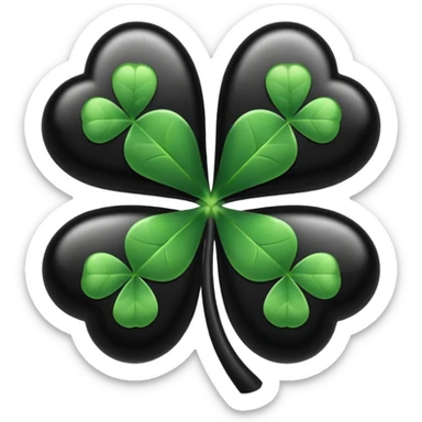 5 leaf clover all black  sticker