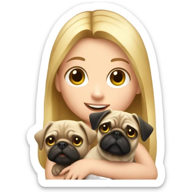 blond girl holding pug  sticker