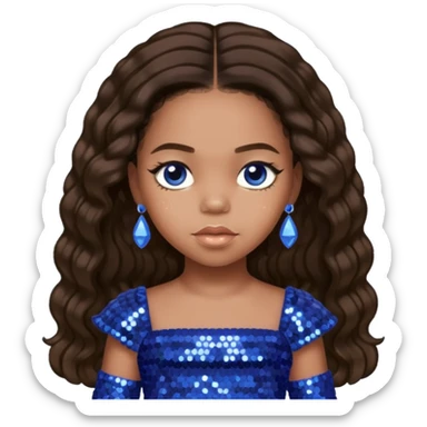 Blue Ivy Carter with long dark brown hair, periwinkle sequin outfit sticker