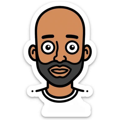 Omar Simpson character with bald head, round eyes, and stubble beard sticker