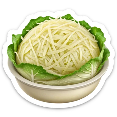 Cinematic Realistic Sauerkraut Dish Emoji, depicted as a tangy, fermented cabbage dish rendered with vibrant textures and natural, appetizing lighting. sticker