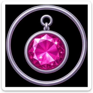 Add a pink hue and extra sparkle to the purple sugilite holographic gem charm with silver metal frame, keep emoji style, no gemstone accents sticker