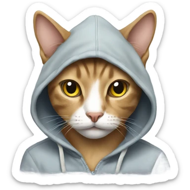 Cat wearing a hoodie sticker
