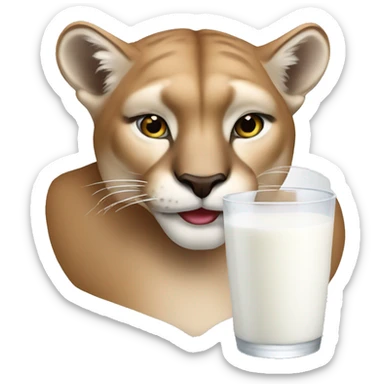 Cougar drinking milk sticker