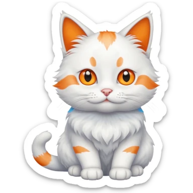 gato blanco con manchas naranjas y ojos azules sticker