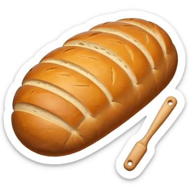 Baking humanless avatar in clean vibrant style illustration. Fresh bread and rolling pin, warm golden tones, simple shapes, flat design, high contrast, cozy and friendly. sticker