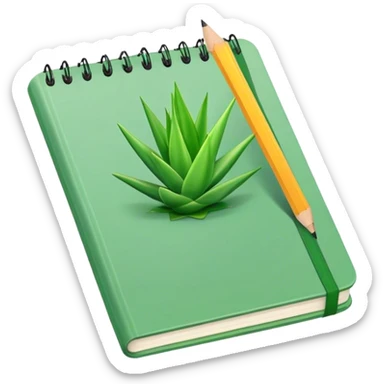 Aloe green notebook with pencil sticker