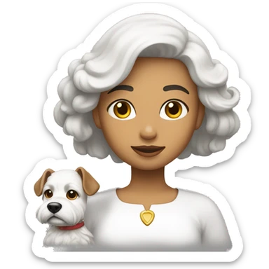 Dueña morocha con su caniche blanco sticker