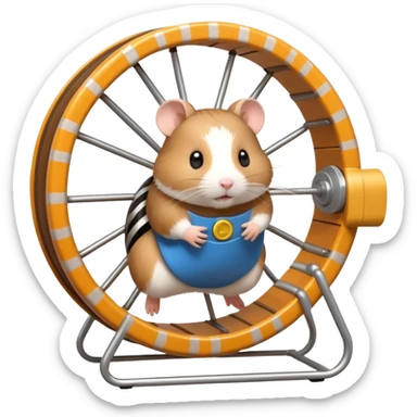 hamster running in hamster wheel sticker