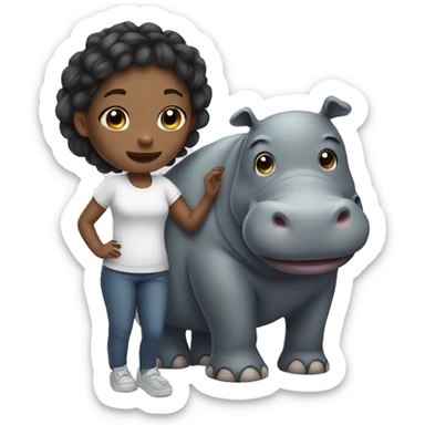 Girl with Moodeng hippo  sticker