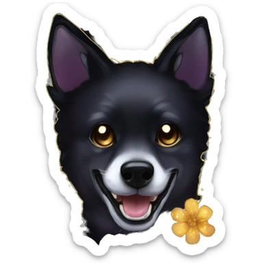 Black iridescent dog fox zombie skeleton gold mechanical nebula galaxy stars flowers fairy lights vintage sticker