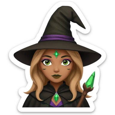 Pretty girl with Light brown skin dressed as a Witch sticker
