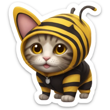 cat in a bumblebee costume sticker