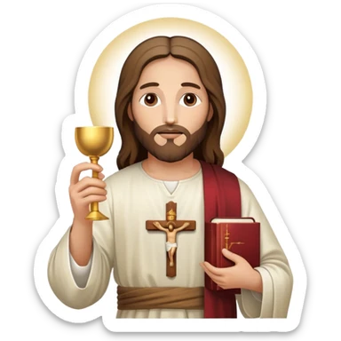 Jesus holding the Eucharist, celebrating Catholic Mass sticker