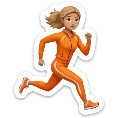 woman in orange sport suit running sticker