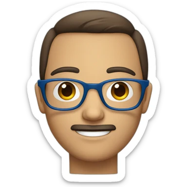 Homme brun aux yeux bleu avec lunette sticker