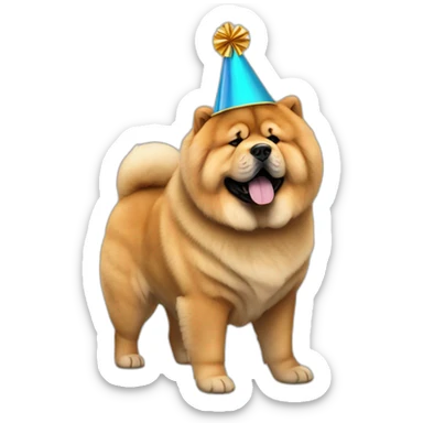 chow chow party hat full body sticker