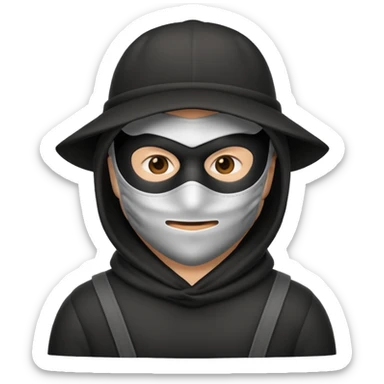system emoji of a burglar with a mask, minimalistic, neutral, no text sticker