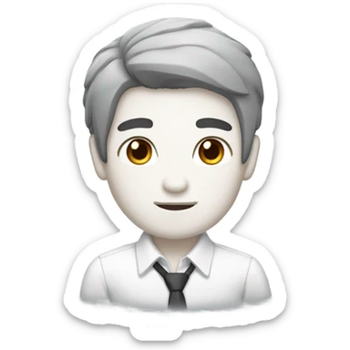 man from japan, white skin, black hair, formal shirt sticker