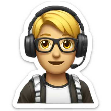 gaming with headset and controller sticker