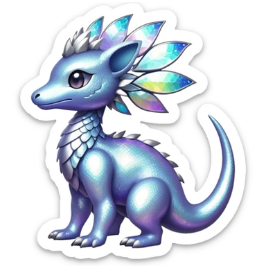 Shiny epic glittery silvery animal-fakemon-creature sticker