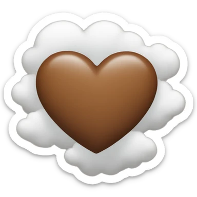 brown heart with small clouds sticker