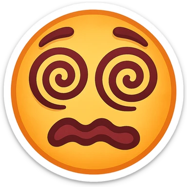 face with dizzy swirls emoji, digital illustration sticker