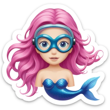 Mermaid wearing a light pink snorkel mask sticker
