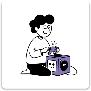 a person play with the gamecube sticker