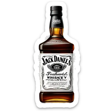 Realistic bottle of Jack Daniel's Whiskey isolated.  sticker