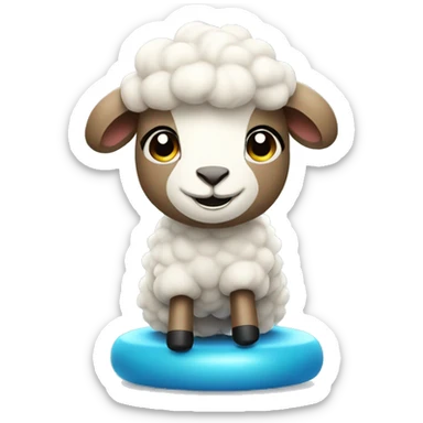 Cute sheep doing the spinning workout sticker