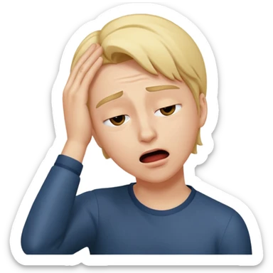 character swooning with hand on head mouth open fainting dramatically theatrical sticker