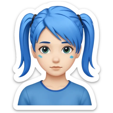 chica con pelo azul colita de costado sticker