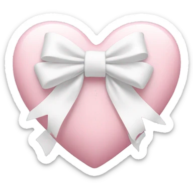 Pastel pink heart with white bow sticker