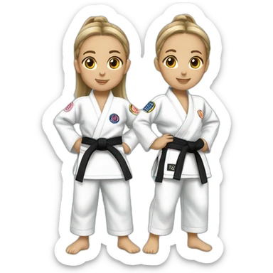 Twin girls wearing Jiu-Jitsu gi  sticker