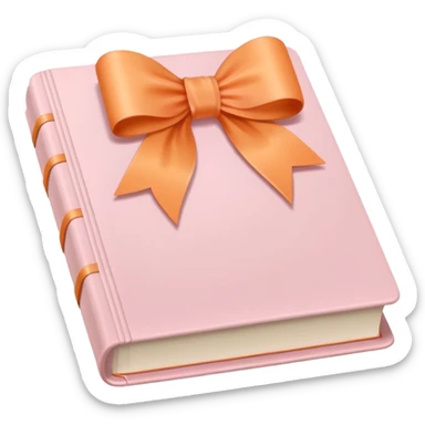 pastel light pink book emoji with a light orange bow on top sticker