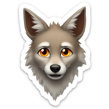 furry male jackal, orange eyes, dark orange ears, white fluffy tail sticker