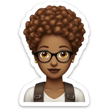 Brown skin girl with red curly hair glasses full lips brown eyes  sticker