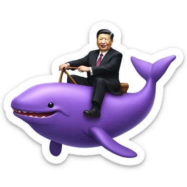 xi jinping riding purple whale sticker