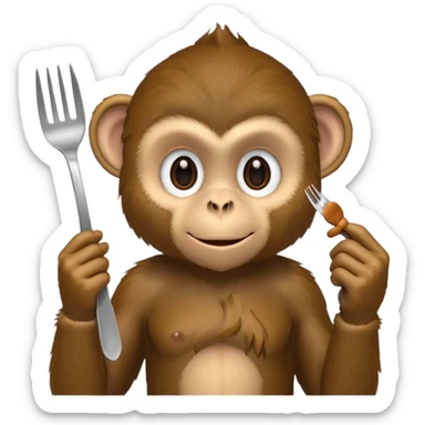 monkey holding a fork  sticker