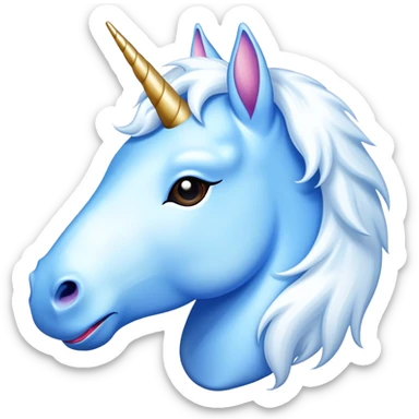 Blue unicorn with tongue sticking out  sticker