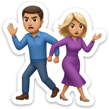 a man angrily moving his wife out the way  sticker